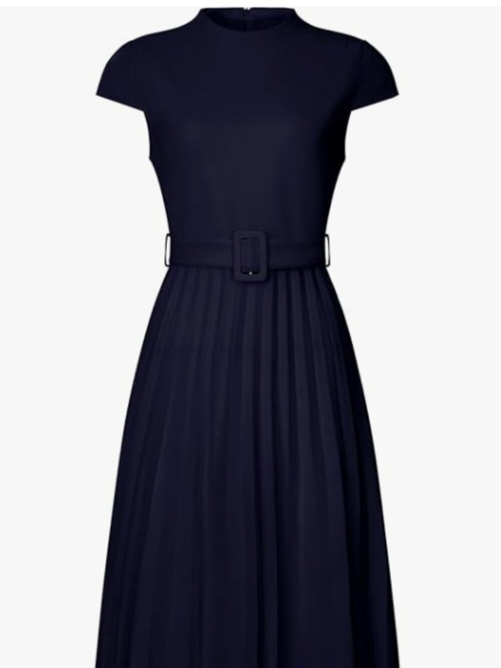 Hobemty Women's Pleated Cap Sleeve Belted A-Line Dress XXL
